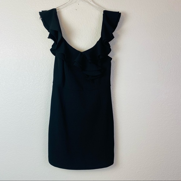 Lulu’s Tier Ruffle Flounce Front Black Cocktail Dress Size L - Picture 5 of 9